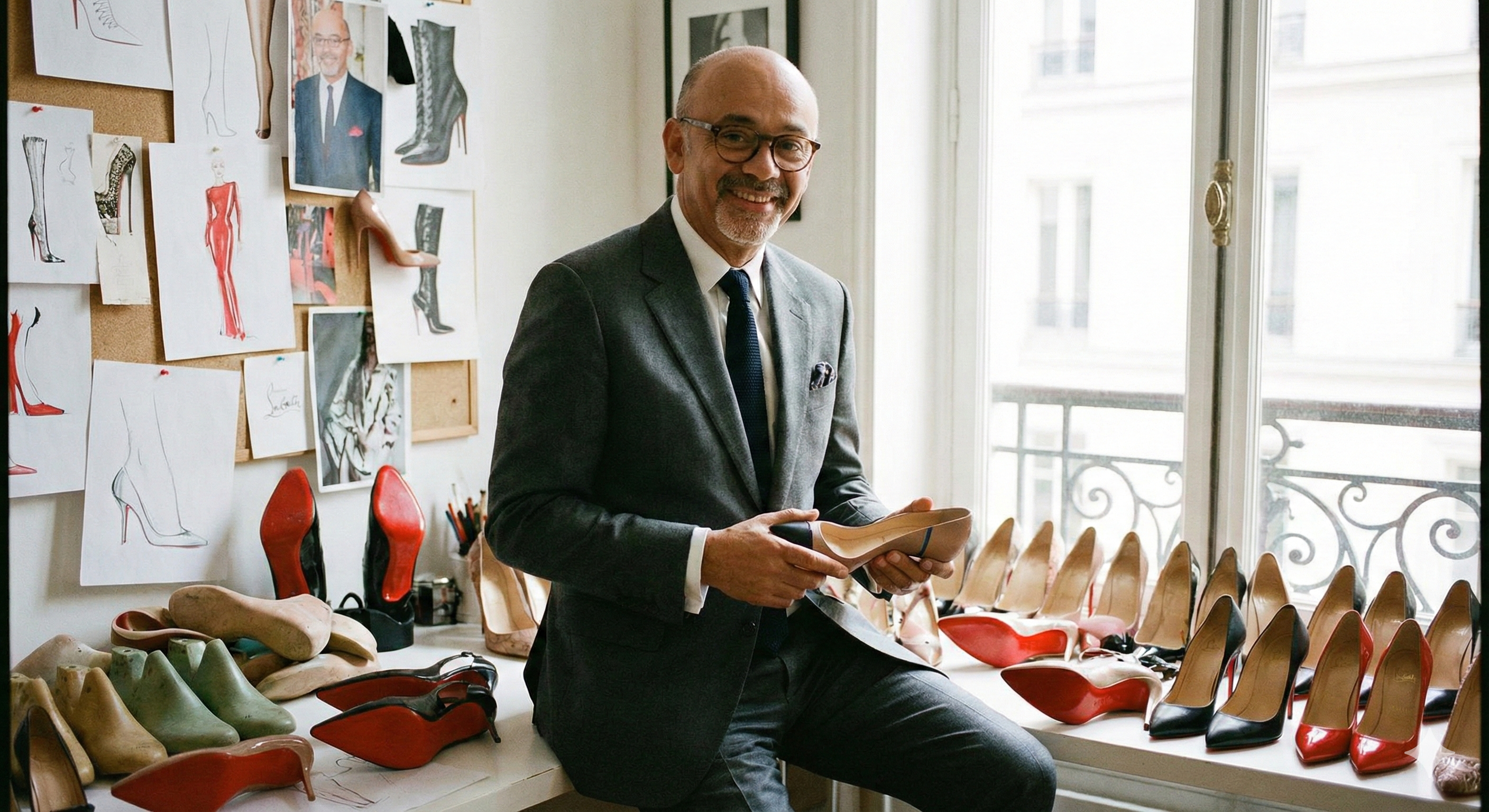 Display of Christian Louboutin signature red-soled heels representing the brand’s presence in Abu Dhabi.