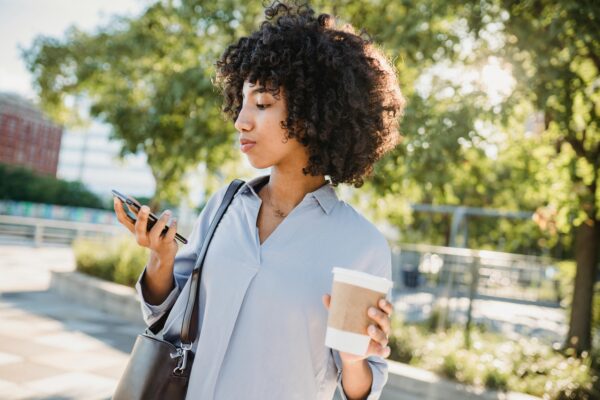 Woman holding a digital phone