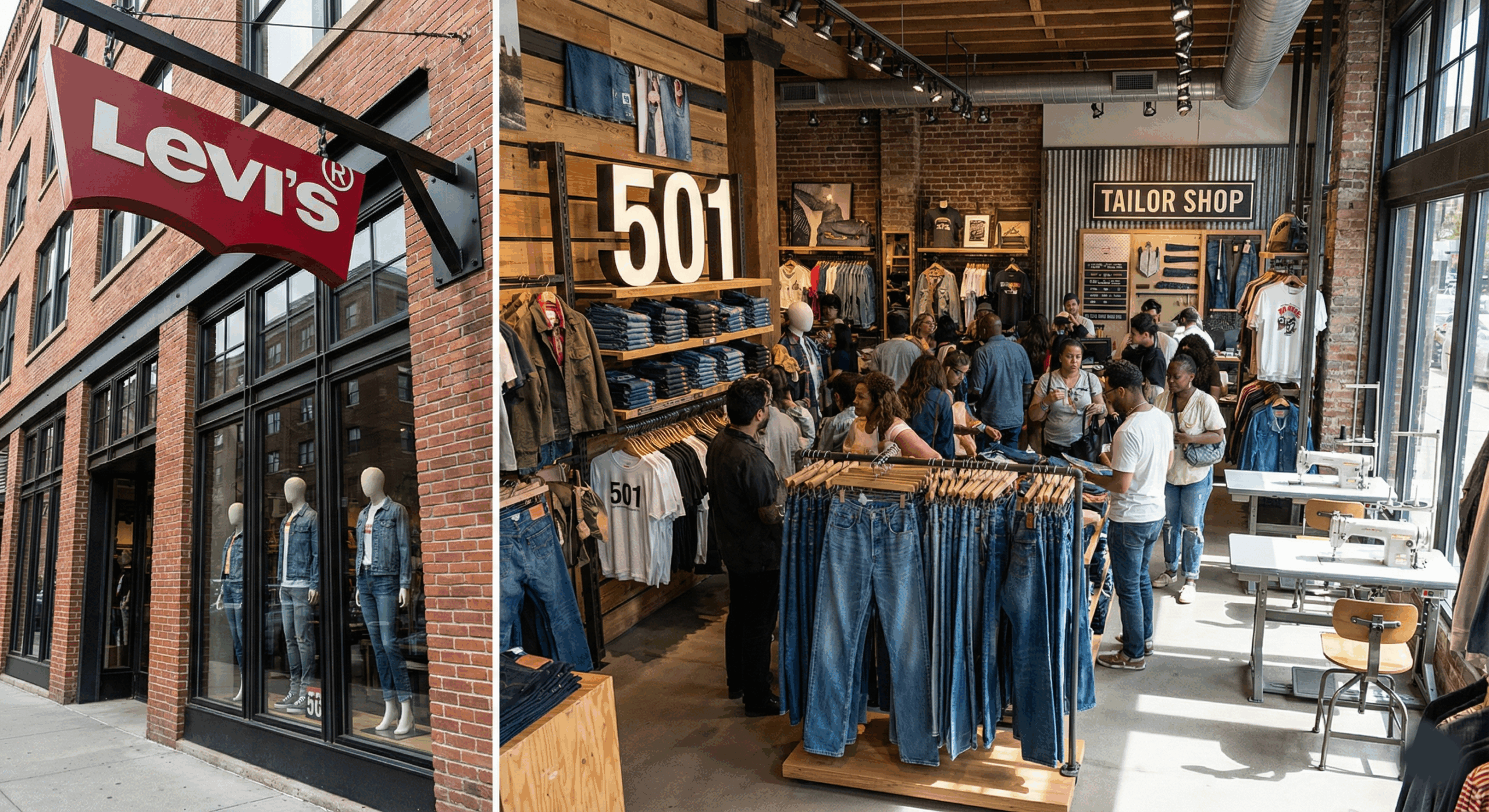 Levi’s new Milan flagship store interior featuring modern displays and customer-centric layout