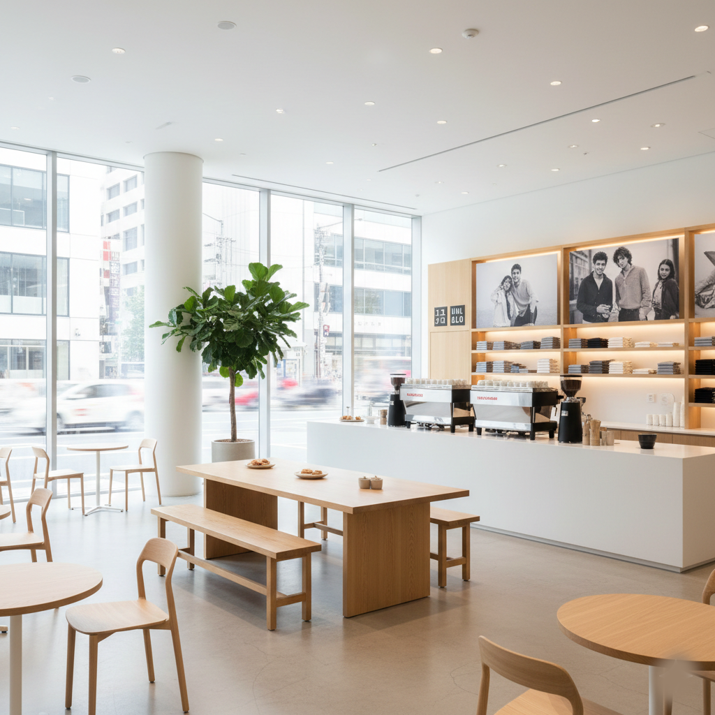 Modern fashion retail store interior featuring an in-store café designed to enhance experiential retail and customer engagement.