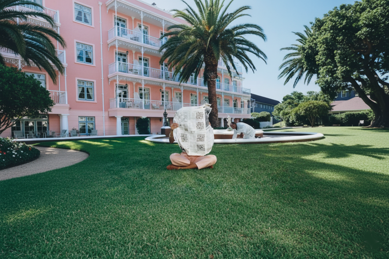 Interior view of the Thebe Magugu-designed suite at Mount Nelson in Cape Town, featuring patterned textiles, curated artwork, and layered décor reflecting Afro-modernist design influences.