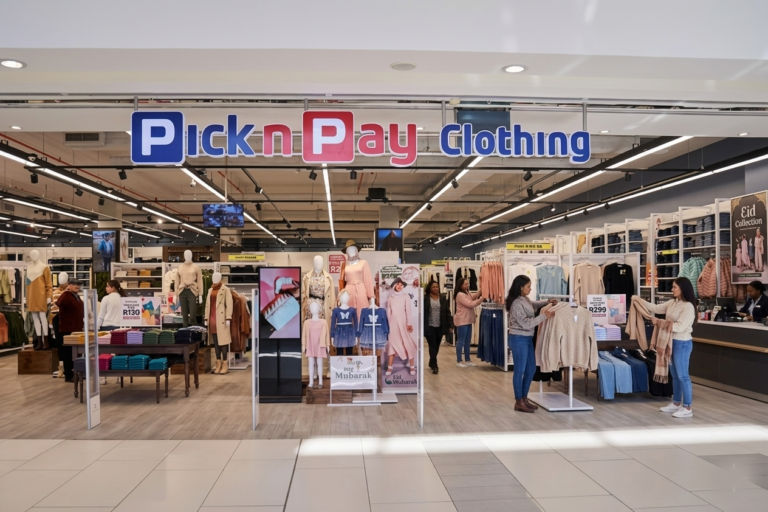 Pick n Pay asap app infographic showing groceries and clothing shopping integrated into one mobile platform.